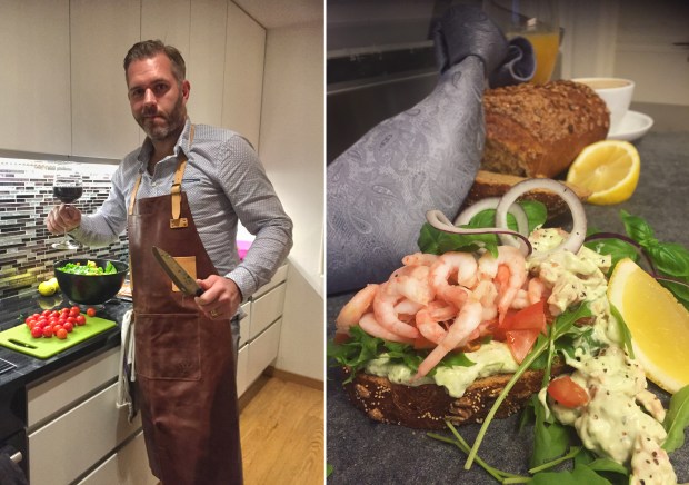 Daniel Neborg på Skånskan tillagar en räkmacka the Italian way