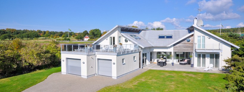 Putsad villa i Halmstad