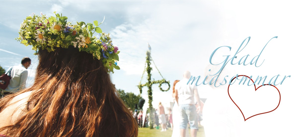 midsommarkrans och midsommarstång