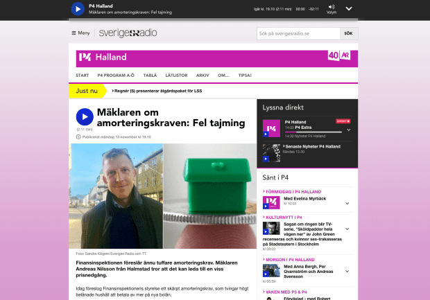 Klipp från P4 Radio Halland - Bostad&Cos Ante Nilsson uttalar sig om amorteringskraven
